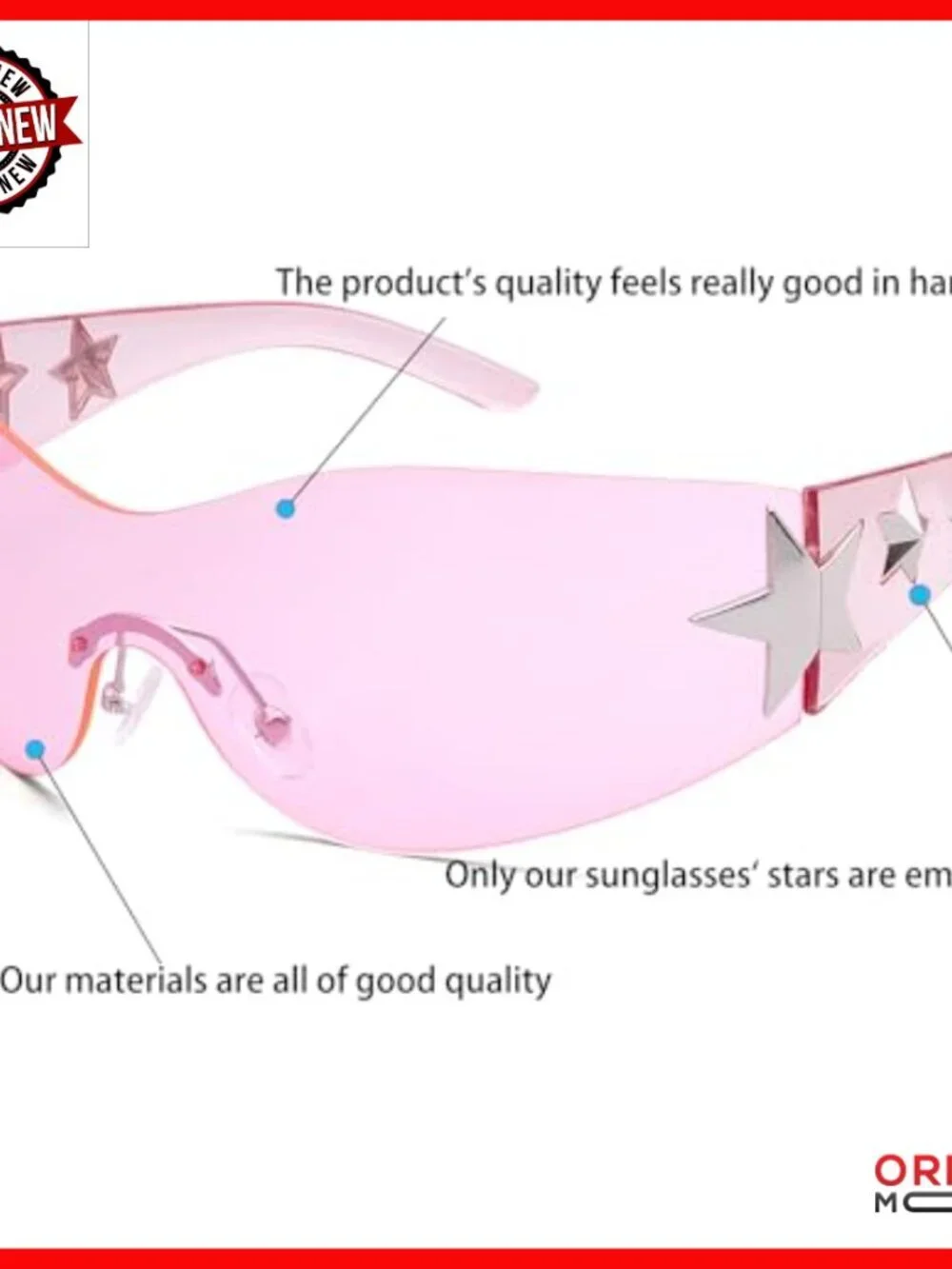 Rimless Y2K Sunglasses Wrap Around Shield Glasses UV400 Protection